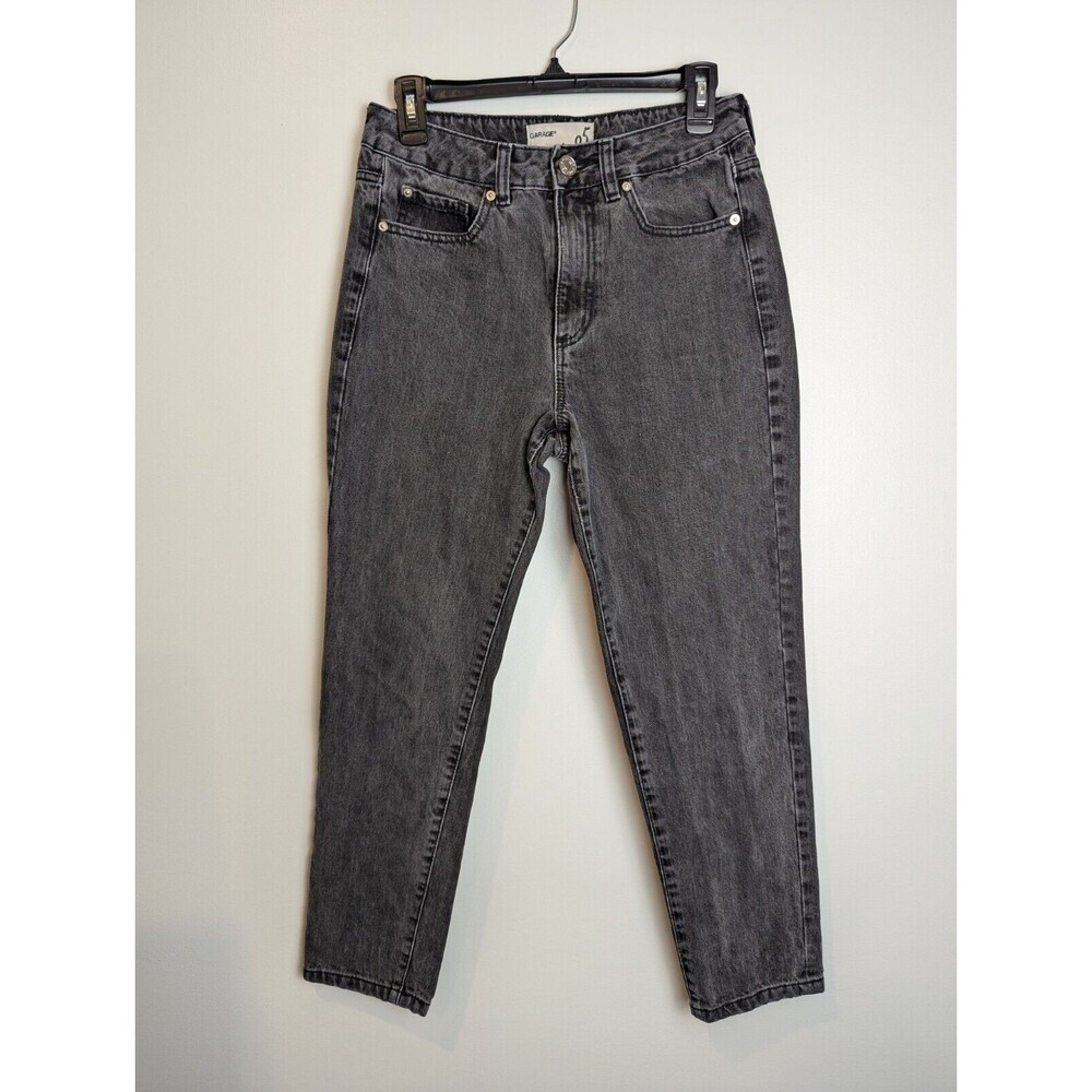 GARAGE High Rise Mom Jeans Size 5 Black Gray 28" Waist Skinny Minimalist Style